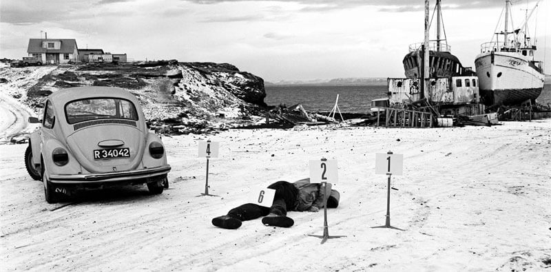 Black and white reconstruction of Icelandic crime scene