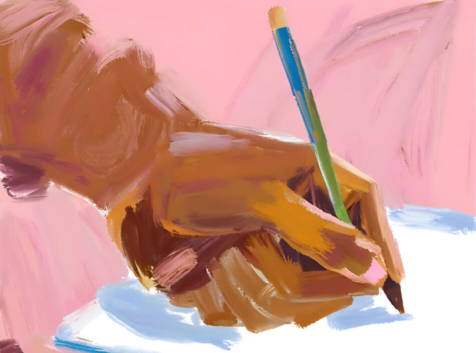 AI-generated image of a person writing poetry