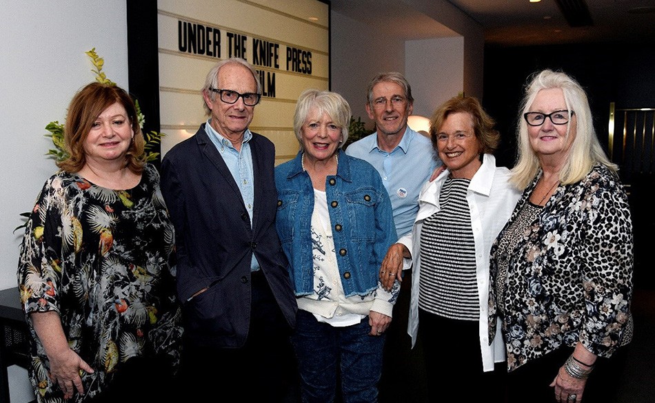 Pam Kleinot, Ken Loach, Alison Steadman, Tony O'Sullivan, Susan Steinberg, Aneira Thomas. c David Dyson Daily Mirror