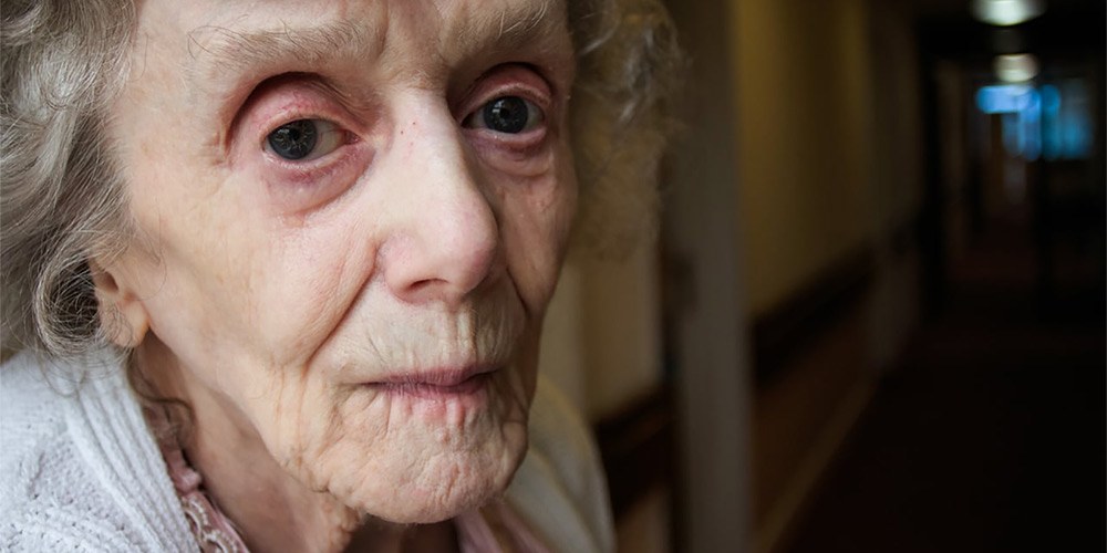 Close-up of female resident at old people’s home
