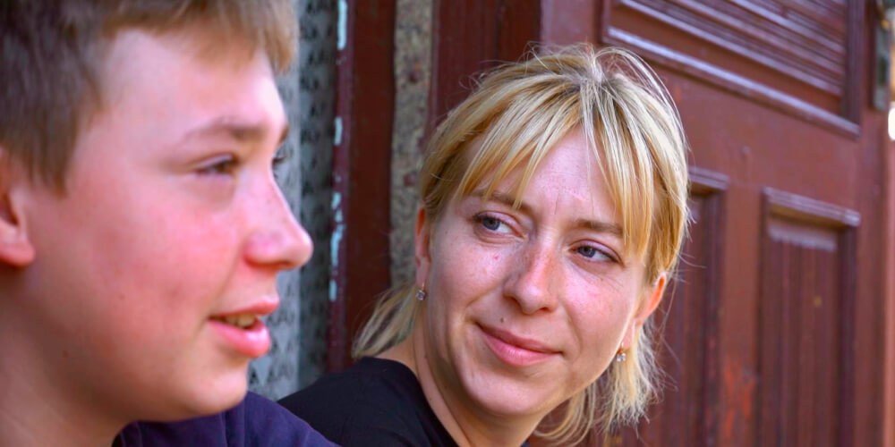 Danil (left) and his mother, Alla in Kherson