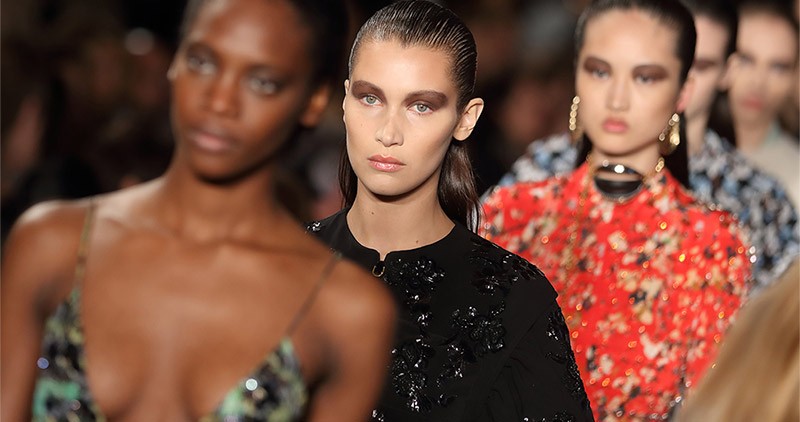 Supermodel Bella Hadid on catwalk with other models